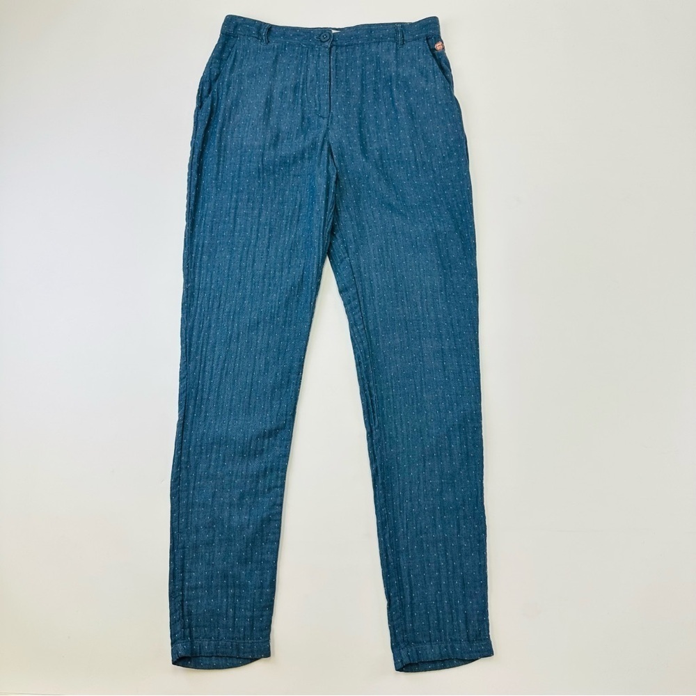 𝅺HarrisWilson cotton gauze pants Size 6 dotty blue all cotton pant Slim leg